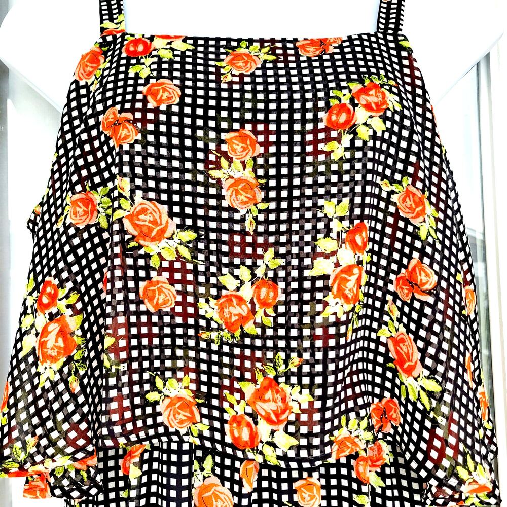 Baku Boho Cottagecore Floral Gingham Ruffle Maxi Dress L Summer Wedding Guest - Picture 3 of 9